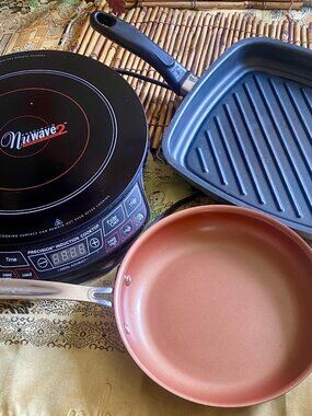 NuWave Precision Induction Cooktop 2 + 9" Frying Pan +11" Nordic Ware Grill Pan